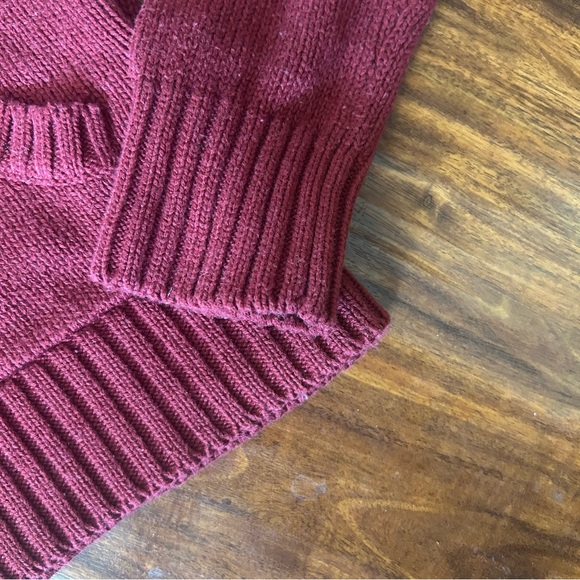 LF Burgundy Maroon Oxblood Red Knit Hoodie - Picture 6 of 16
